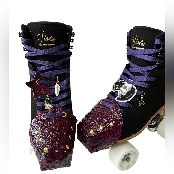 Purple Skeleton Leather Toe Guards for Roller Skates Toe Caps - Picture 5 of 12